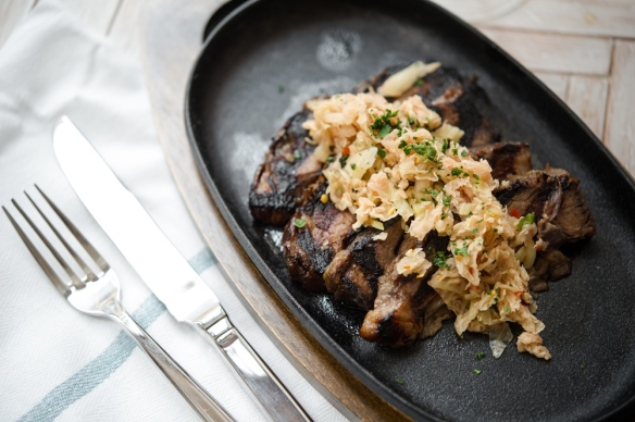 Grilled Beef Short Ribs with spicy fermented cabbage, photo credit Daniel Krieger